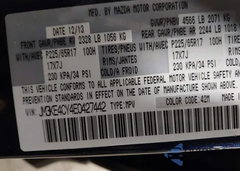 2014 Mazda Cx-5 Touring from USA, damaged, VIN JM3KE4CY4E0427442